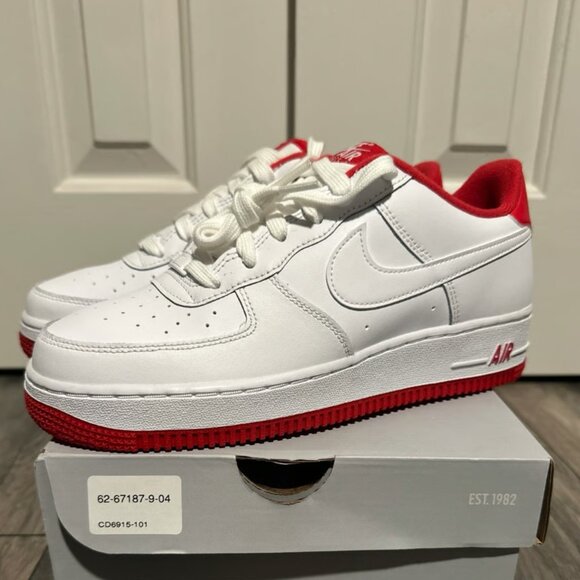 Nike Shoes - Air Force 1 White University Red Authentic Unisex